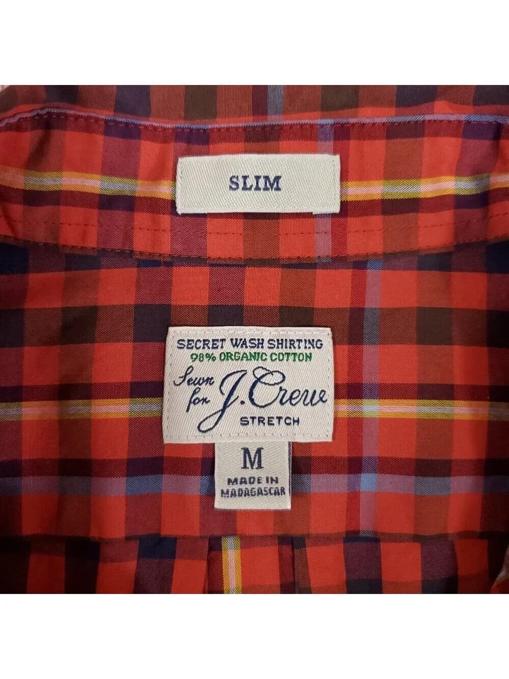J Crew Mens Medium Secret Wash Slim Fit Long Sleeve Button Down Shirt Stretch
